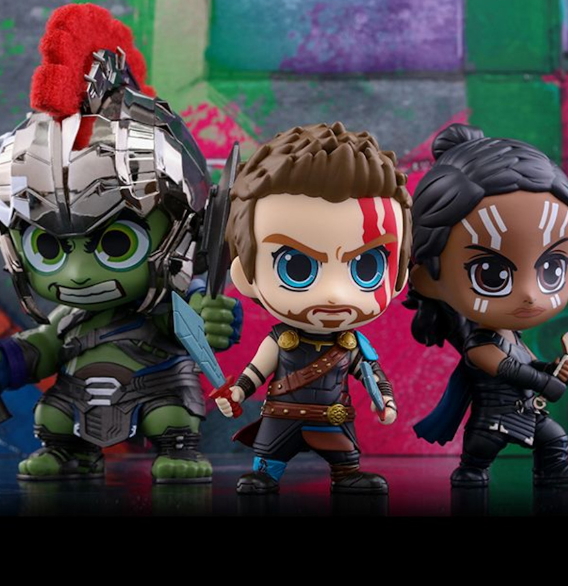 Figuras de Hulk, Thor y Valkyria en Ragnarok de Hot Toys Cosbabys COSB 381