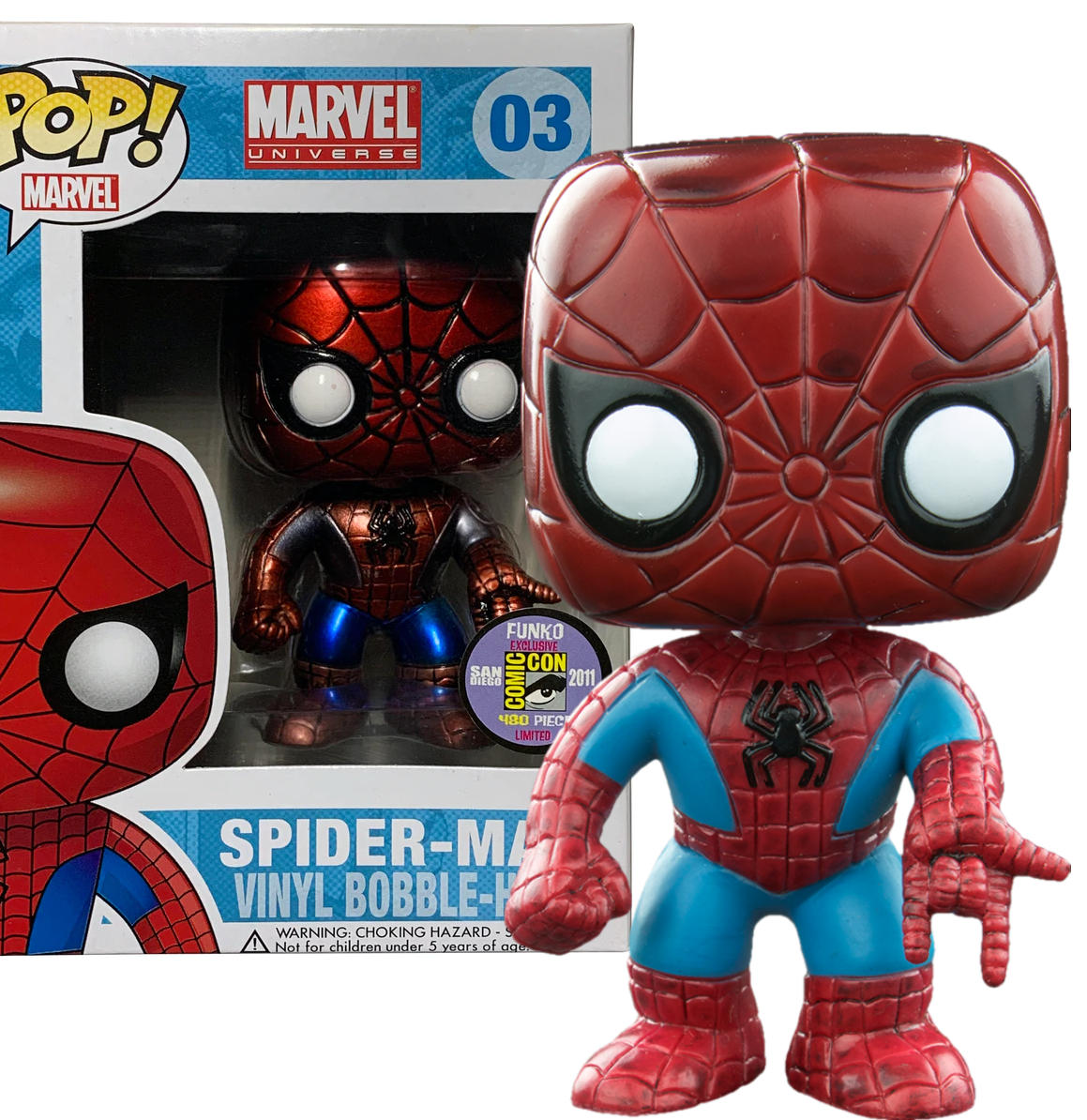 Funko POP Spider-Man - Metallic - SDCC 2011 | Marvel Universe Serie 1 | 003