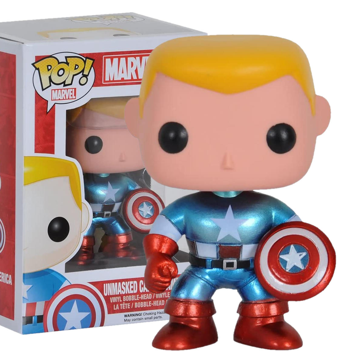 Funko POP Captain America Unmasked - Metallic | Marvel Universe Serie 1 | 006