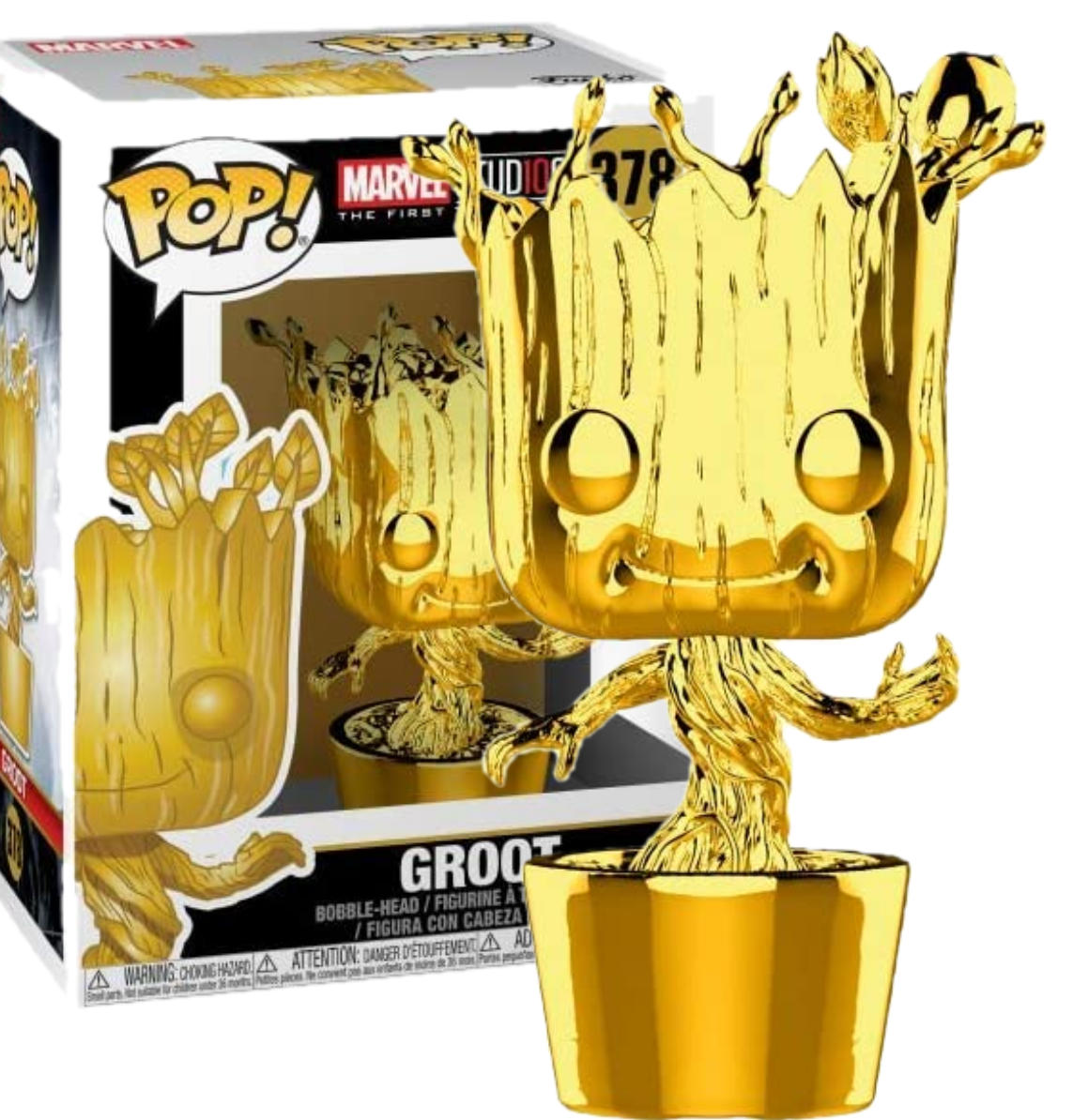 Funko POP Gold Chrome Groot | Marvel Studios Ten Years | 378