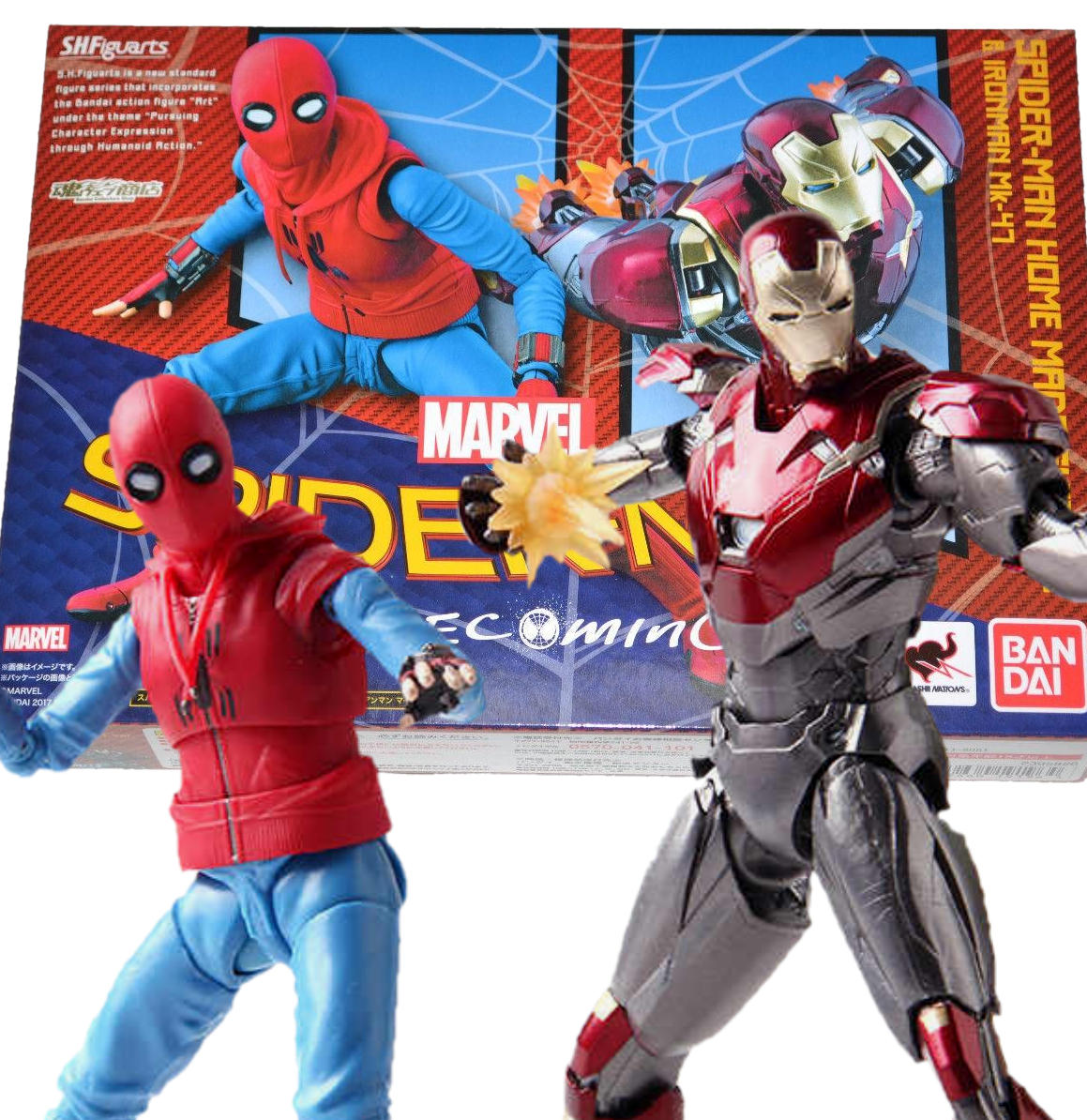 Figura de Spider-Man Home Made Suite y Iron Man Mk47 | Spider-Man Homecoming | S.H Figuarts