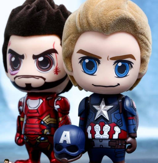 Figura Cosbaby (s) de Steve Rogers & Iron Man Mark XLVI - Velvet Hair Version - Set of 2 | Captain America: Civil War | COSB 273