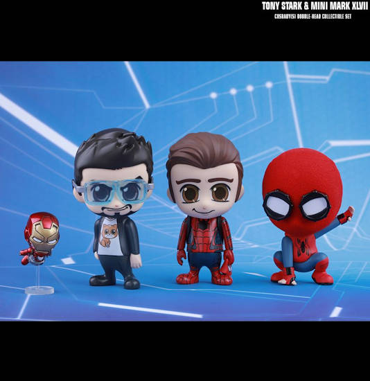 Figura Cosbaby (s) de Spider-Man, Homemade Suit, Peter Parker, Tony Stark & Mini Mark XLVII - Set of 3 | Spider-Man: Homecoming | COSB 370