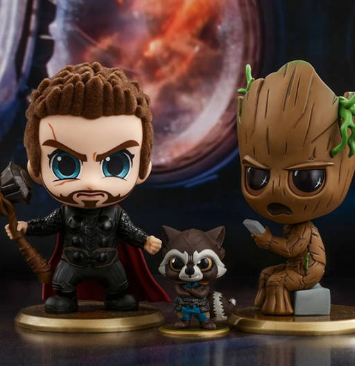 Figura Cosbaby (s) de Thor (Flucked), Rocket & Groot | Avengers: Infinity War | COSB 444