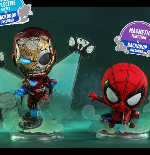 Figura Cosbaby (s) de Mysterio s Iron Man Ilusion & Spider-man - Set of 2 - Magnetic, Reflective & Backdrop | Spider-Man: Far From Home | COSB 768