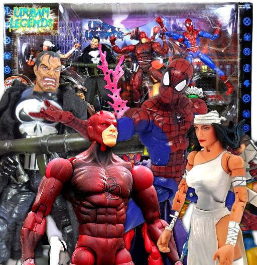 Daredevil, Elektra, The Punisher & Spider-Man | Urban Legends Gift Pack | Toy Biz 2003 | Marvel Legends