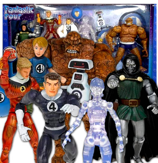 Mr. Fantastic, Invisible Woman (Variant), Dr. Doom, Human Torch & The Thing | Fantastic Four Box Gift Set | Toy Biz 2004 | Marvel Legends