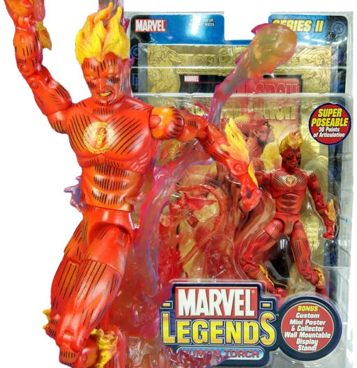 Human Torch - Logo Variant - Gold Poster | Series 2 | Toy Biz 2002 | Marvel Legends