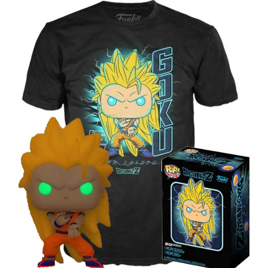 Super Saiyan 3 Goku GITD | T-Shirt Bundle | Exclusive Gamestop | DBZ | 492 | Funko PoP Animation