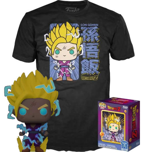 Super Saiyan 2 Gohan GITD | T-Shirt Bundle | Exclusive Gamestop | DBZ | 518 | Funko PoP Animation