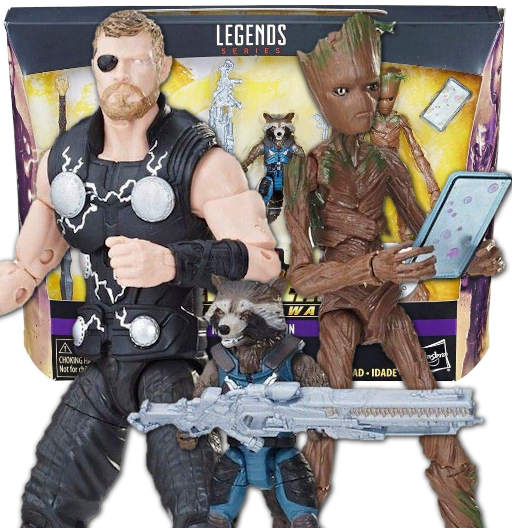 Thor, Rocket & Groot | Exclusive Toys-R-Us | 3 Pack | (UCM) Avengers Infinity War | Hasbro 2018 | Marvel Legends