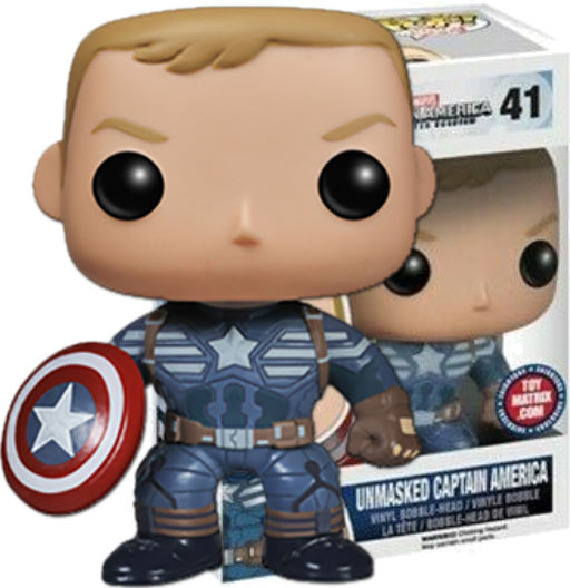 Captain America (Unmasked) | 041 | Exclusive Toy Matrix | (UCM) Captain America: The Winter Soldier | Funko POP! Marvel