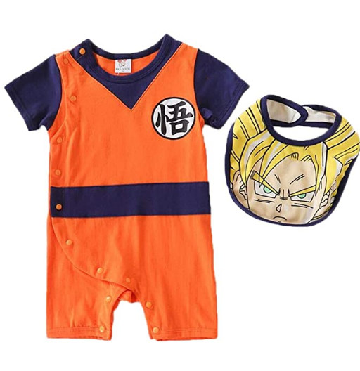 Uniforme de Goku + Babero | Mono | Manga Corta | Ropa de Bebé de Dragon Ball