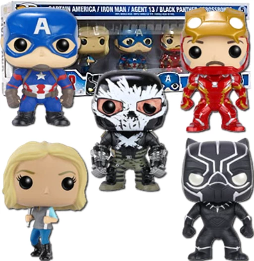 Captain America, Iron Man, Agent 13, Black Panther & Crossbones | 5 Pack | Exclusive Disney | (UCM) Captain America: Civil War | Funko POP! Marvel