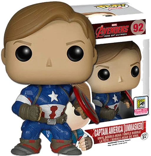 Captain America (Unmasked) | 092 | Exclusive SDCC 2015 | (UCM) Avengers: Age of Ultron | Funko POP! Marvel
