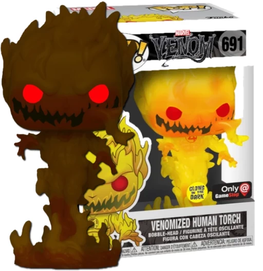 Venomized Human Torch | 691 | Exclusive Gamestop | Chase GITD | Venom | Funko POP! Marvel