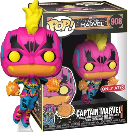 Captain Marvel | 908 | Exclusive Target | Black Light | (UCM) Captain Marvel | Funko POP! Marvel