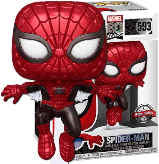 Spider-Man (Metallic) | 593 | Exclusive Hot Topic | Marvel 80 Years | Funko POP! Marvel