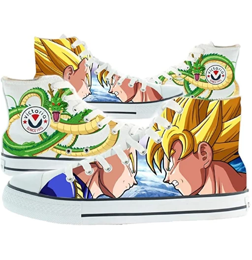 Goku VS Vegeta | Zapatillas de Lona | Talle Alto | Unisex | Zapatos y Calzado de Dragon Ball