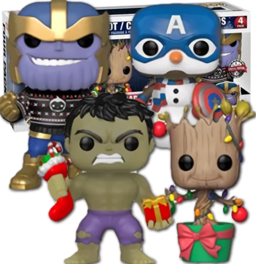 Hulk / Groot / Cap Snowman / Thanos | 4 Pack | Happy Hollydays | Deadpool | Marvel Universe | Funko POP! Marvel
