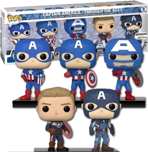 Captain America Through The Ages | 4 Pack | Exclusive Amazon | Year of the Shield | (UCM) | Funko POP! Marvel