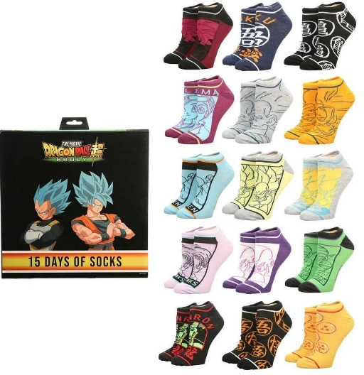 15 dias de Calcetines de Dragon Ball | Calcetines de Tobillo | Invierno | Calcetines y Medias de Dragon Ball