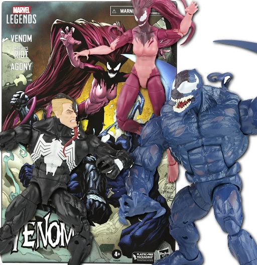 Venom, Agony & Marvel's Riot | 3 Pack | Exclusive Amazon | Venom | Hasbro 2022 | Marvel Legends
